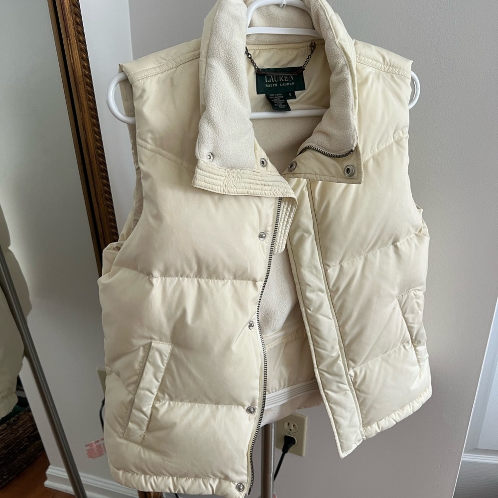 Ralph Lauren Cream Sherpa-Lined Puffer Vest